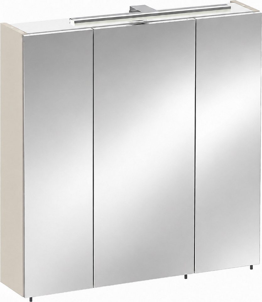 Schildmeyer Spiegelschrank Saga, inkl. LED-Aufbauleuchte, Breite 70 cm, Made in Germany (1-St) Rundumblick durch nach innen öffnende Türen, Made in Germany Bild 3