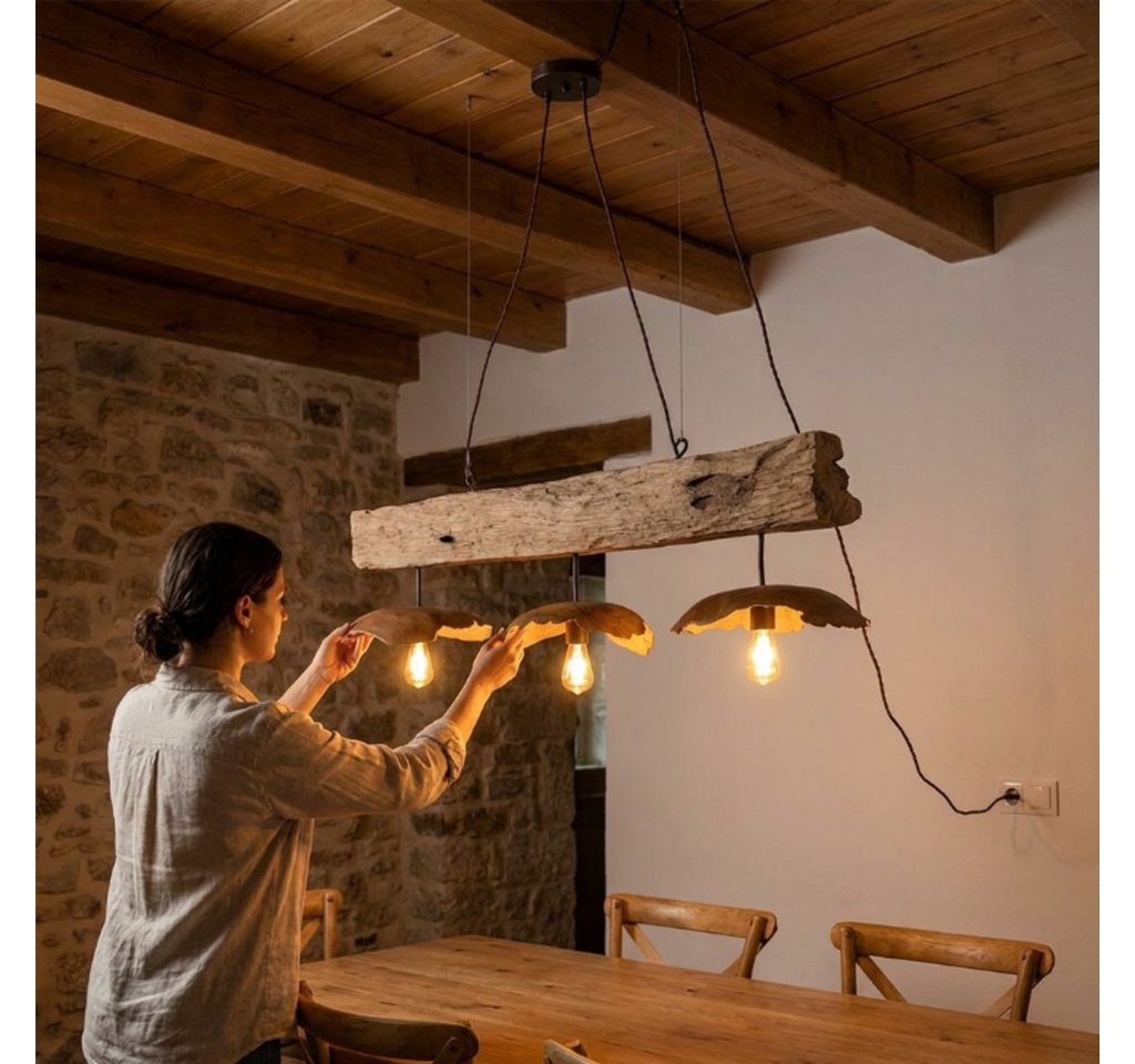 Möbel Bressmer Deckenleuchten FLORENT Deckenlampe aus Teakholz 130 cm – Hängelampe Holz, ohne Leuchtmittel Bild 2