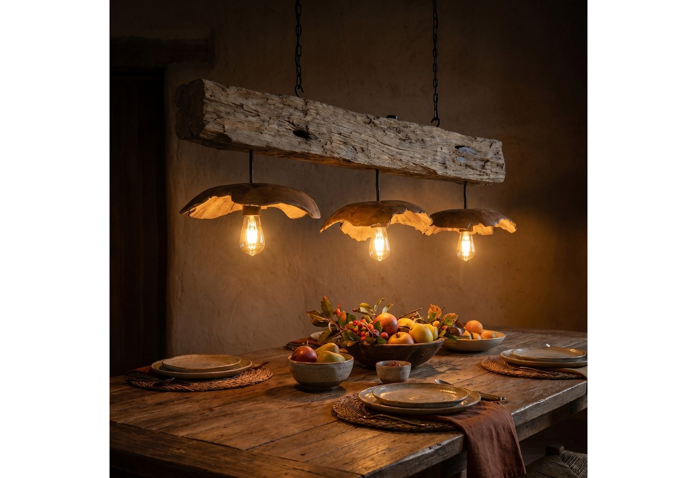 Möbel Bressmer Deckenleuchten FLORENT Deckenlampe aus Teakholz 130 cm – Hängelampe Holz, ohne Leuchtmittel Bild 5