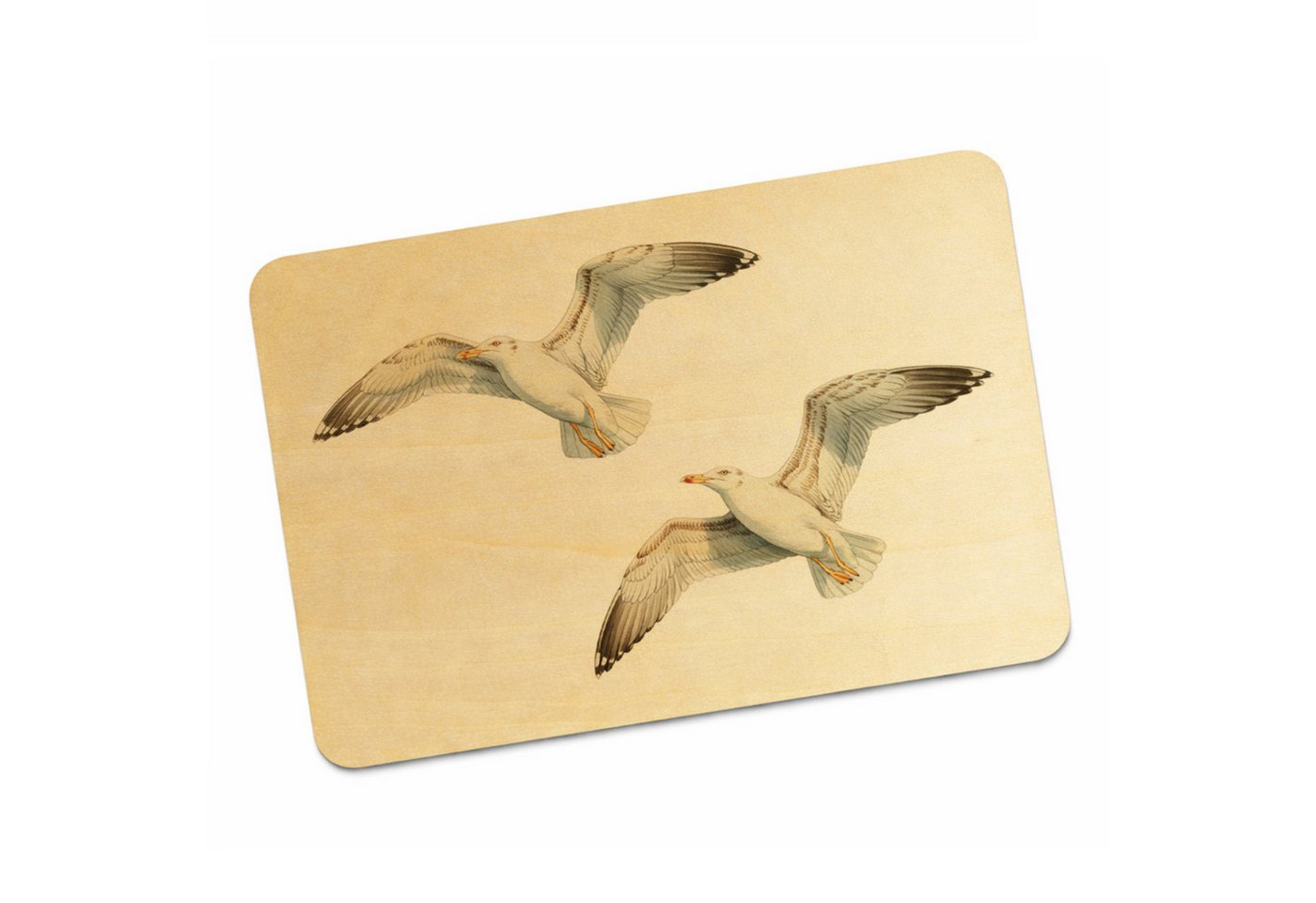 speecheese Postkarte Möwen im Flug Postkarte aus Holz maritim
