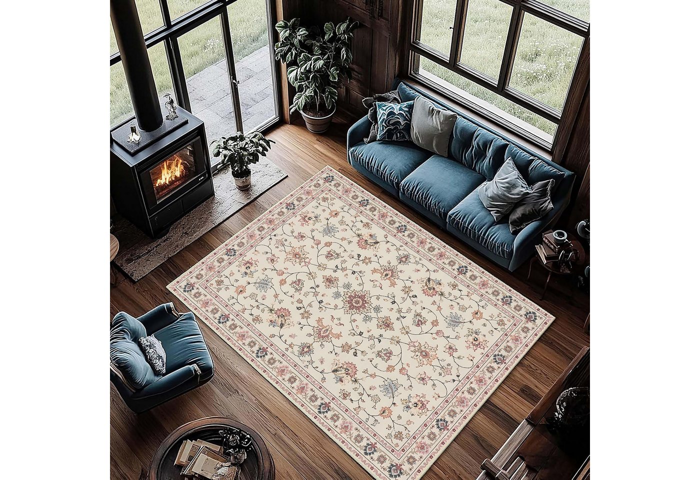 Jumpeak Teppich Teppiche, orientalische Motive, Kunstdekoration, waschbar, Geschenke, Rechteck, Höhe: 5 mm, Rectangular, 5mm dick, faux cashmere, indoor rug, machine-washable rug Bild 3