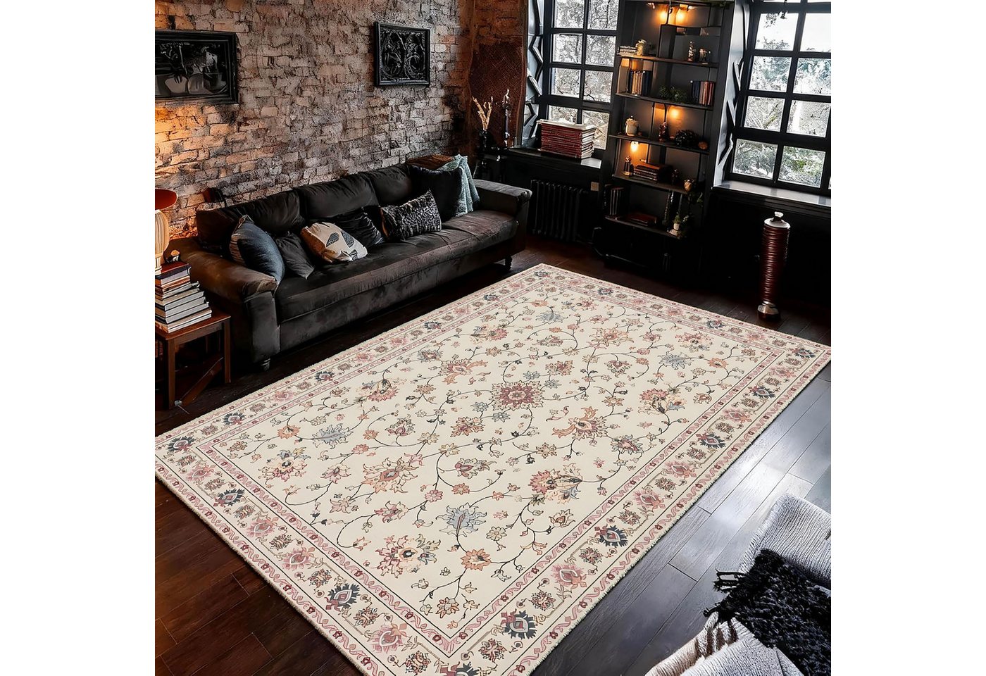 Jumpeak Teppich Teppiche, orientalische Motive, Kunstdekoration, waschbar, Geschenke, Rechteck, Höhe: 5 mm, Rectangular, 5mm dick, faux cashmere, indoor rug, machine-washable rug Bild 4