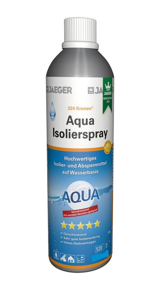 Jaegerlacke Grundierfarbe Aqua Isolierspray 324 auf Wasserbasis zur Fleckenisolierung, weiss, isoliert Rauch- und Rußflecke, Farbstifte, Wasserränder
