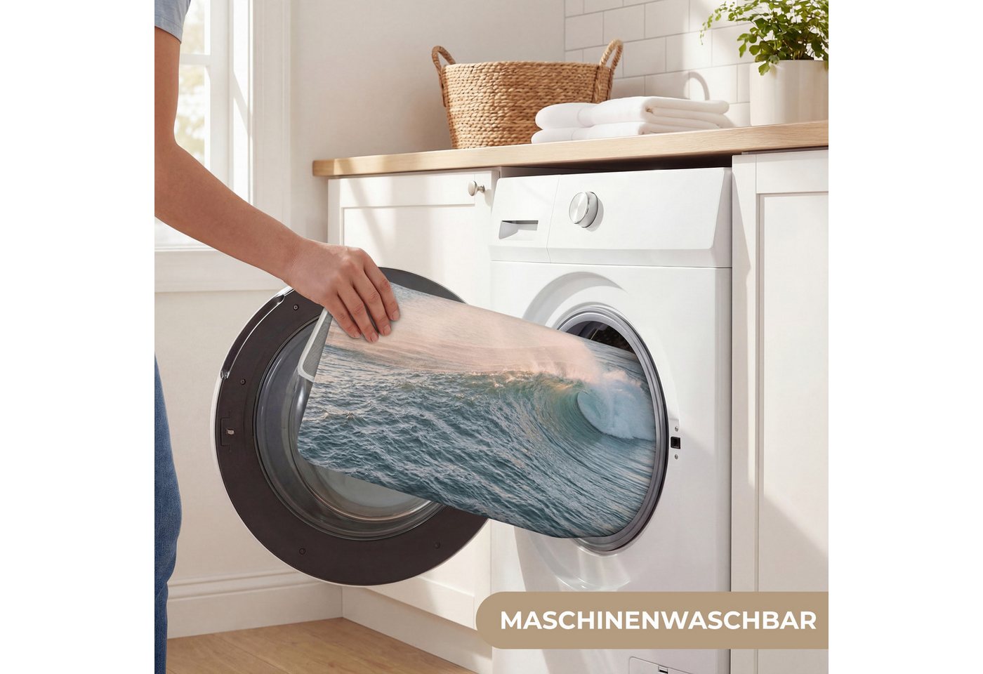 OnlyWow WC-Vorleger Welle - Meer - Wasser, Höhe 10 mm, Polyester, Rechteckig, WC Teppich, Toilettenvorleger, Toilettenteppich, Badematte 60x40 cm