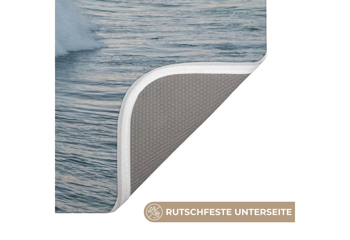 OnlyWow WC-Vorleger Welle - Meer - Wasser, Höhe 10 mm, Polyester, Rechteckig, WC Teppich, Toilettenvorleger, Toilettenteppich, Badematte 60x40 cm Bild 5