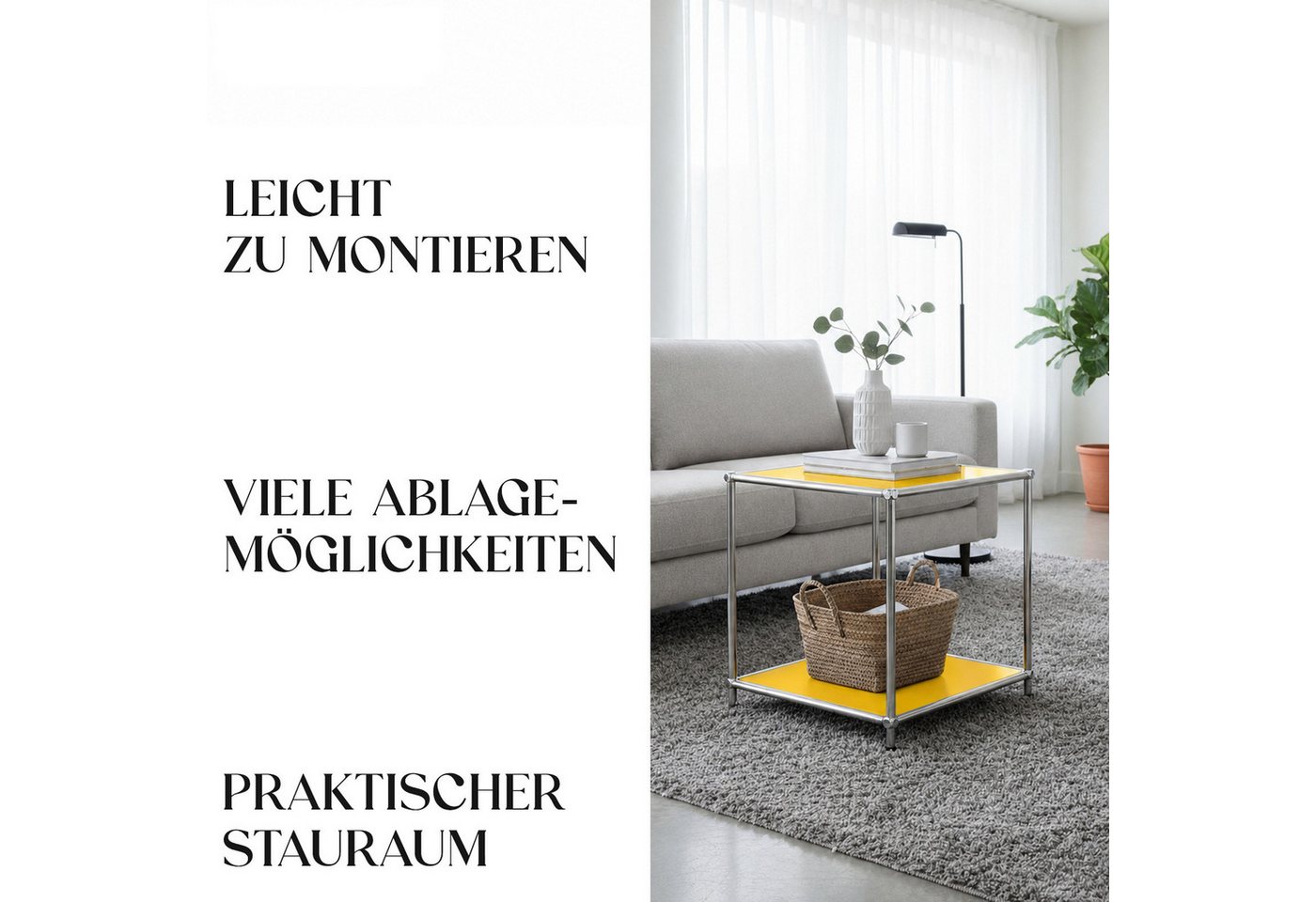 Kubus Standregal Urban Pure-012 Offenes Beistell mit 2 Ablageflächen in 6 Farben, Einzelartikel, Kompakte Bauweise, pflegeleichte Oberfläche