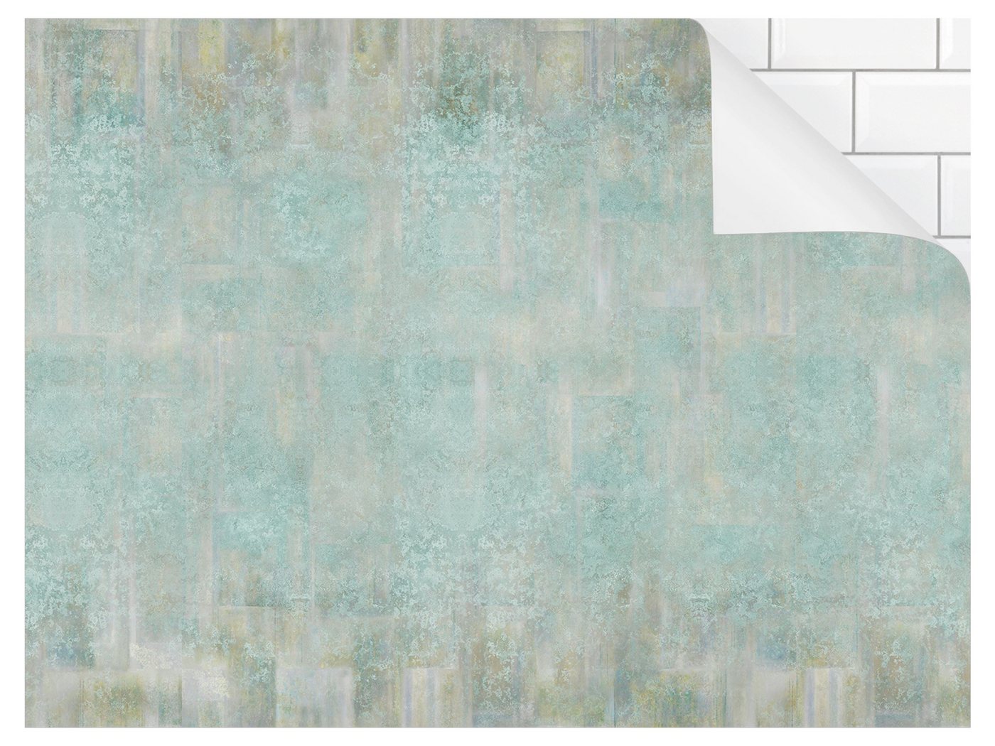 Bilderdepot24 Küchenrückwand blau dekor Shabby Steinoptik Betonoptik Rustikales Betonmuster Mint, (1-tlg., Nischenrückwand - für Fliesenspiegel ohne Bohren - matt), Spritzschutz Rückwand Küche Herd - Folie selbstklebend versch. Größen Bild 2
