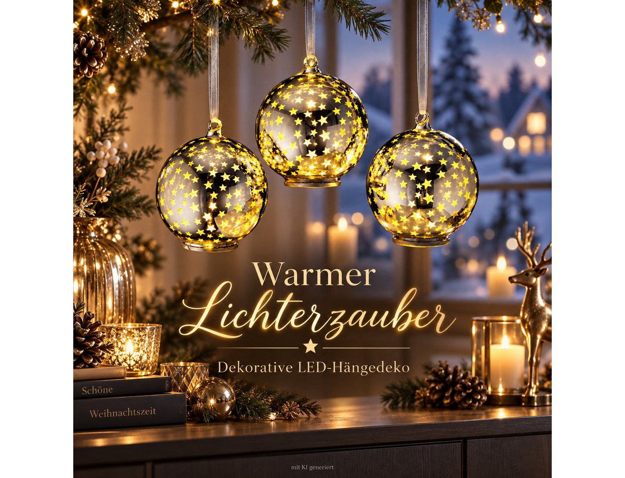 Weltbild LED Dekolicht LED-Hängedeko Sternenmeer 3er Set LED Sterne Hängedekoration, Lichterdeko Weihnachtsdeko Sternenbeleuchtung Adventsdeko