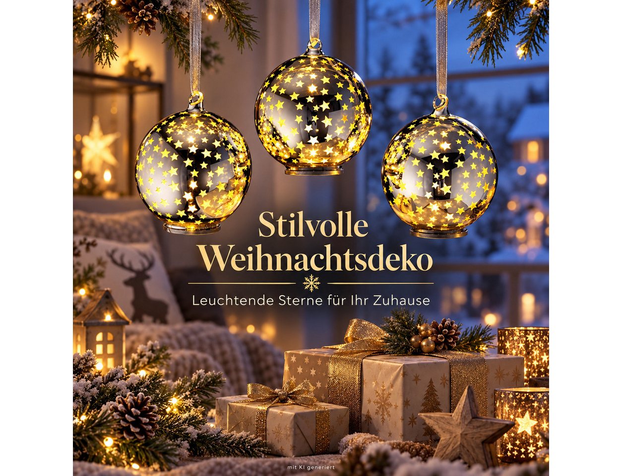 Weltbild LED Dekolicht LED-Hängedeko Sternenmeer 3er Set LED Sterne Hängedekoration, Lichterdeko Weihnachtsdeko Sternenbeleuchtung Adventsdeko Bild 3