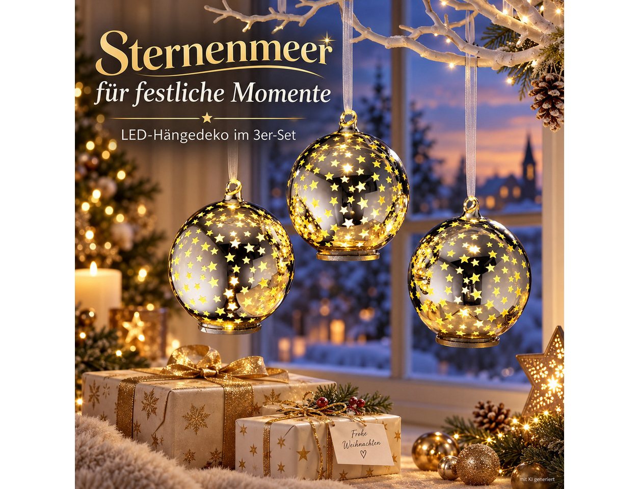 Weltbild LED Dekolicht LED-Hängedeko Sternenmeer 3er Set LED Sterne Hängedekoration, Lichterdeko Weihnachtsdeko Sternenbeleuchtung Adventsdeko Bild 5