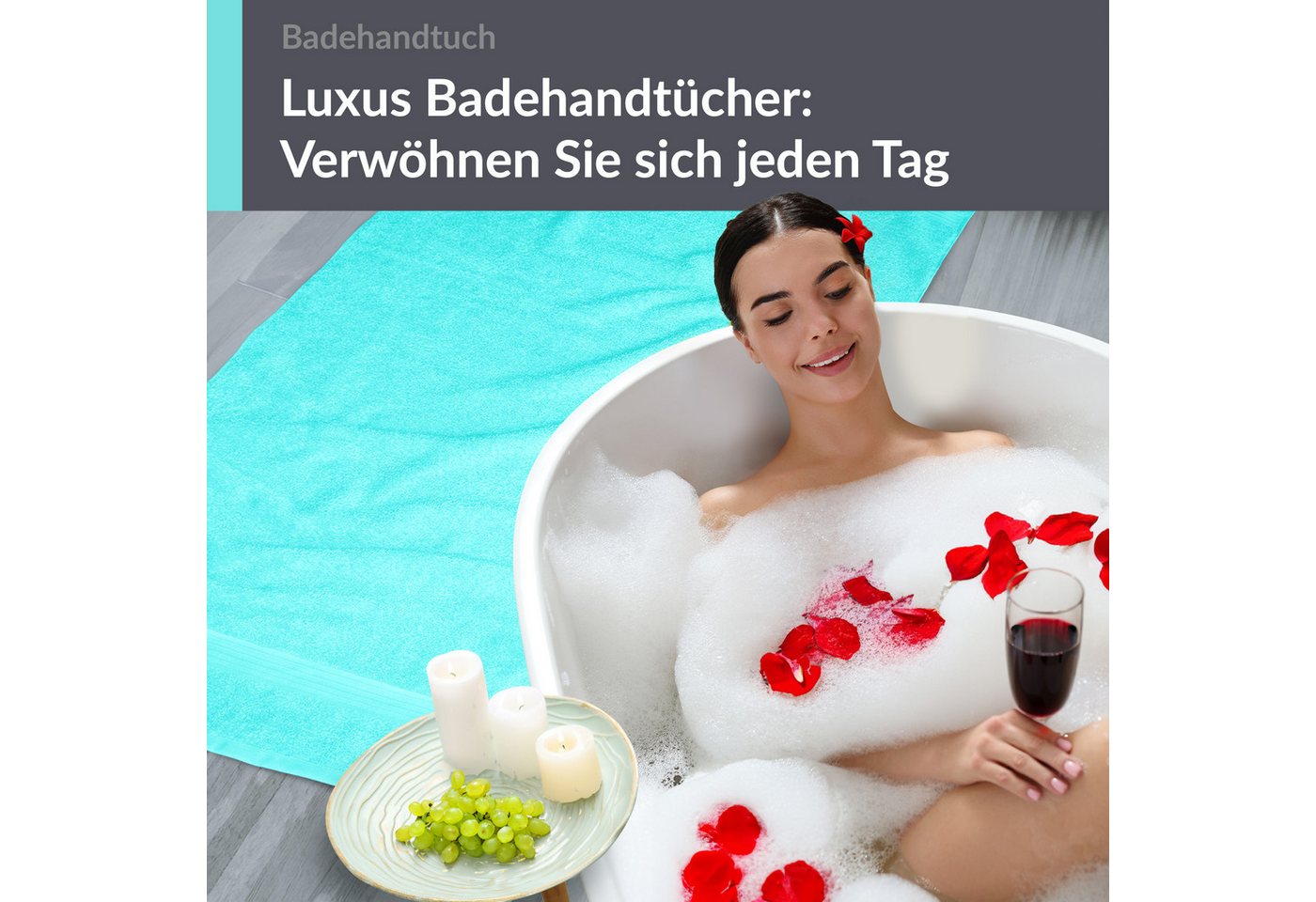 Lashuma Badetuch - Badehandtuch Linz, Frottee (1-St), Türkises Badehandtuch saugstark 100x150 cm