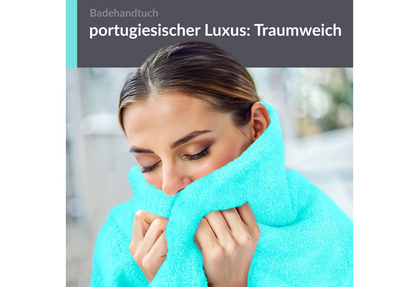 Lashuma Badetuch - Badehandtuch Linz, Frottee (1-St), Türkises Badehandtuch saugstark 100x150 cm Bild 3