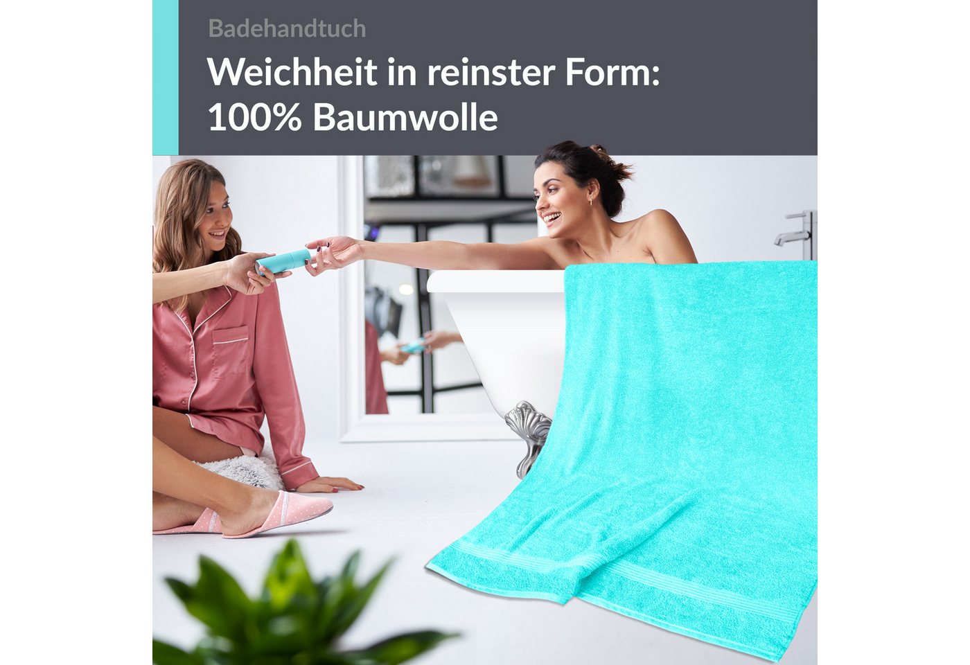 Lashuma Badetuch - Badehandtuch Linz, Frottee (1-St), Türkises Badehandtuch saugstark 100x150 cm Bild 4