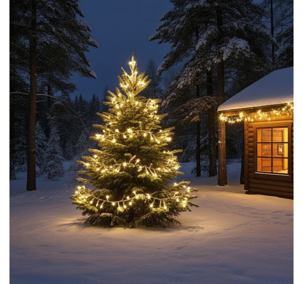 shop'n smile ideoon LED-Lichterkette LED Büschellichterkette 2000 LEDs 20m IP44 8 Leucht-Modi Outdoor, 2000 LEDs warmweiß (20m+5m), für Bäume ca. 200 - 250 cm Bild 2
