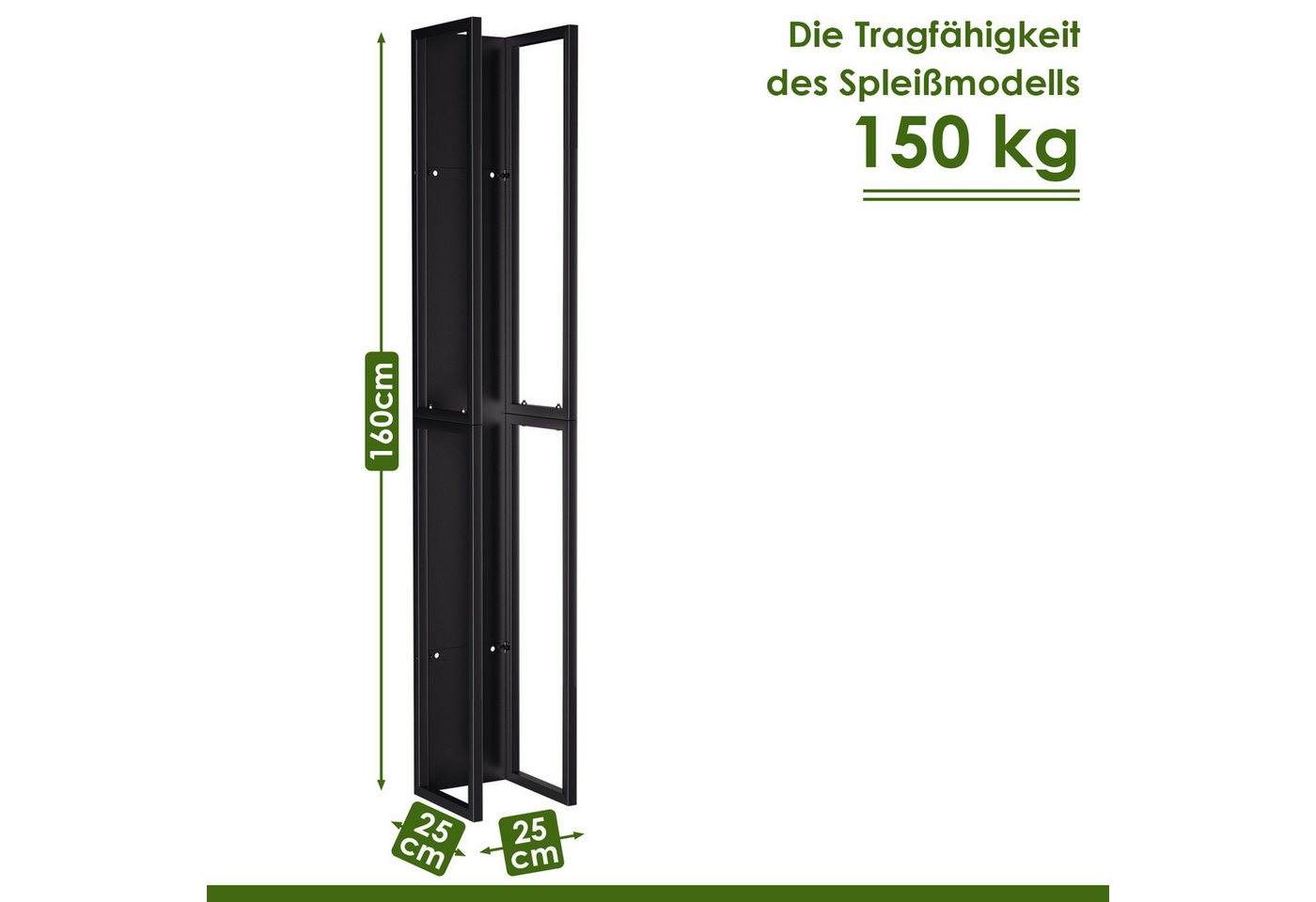 Clanmacy Kaminholzregal Brennholzregal 25x25x160 cm inklusive 420D Oxford-Tragetasche, BxTxH:25x25x160 cm Bild 3