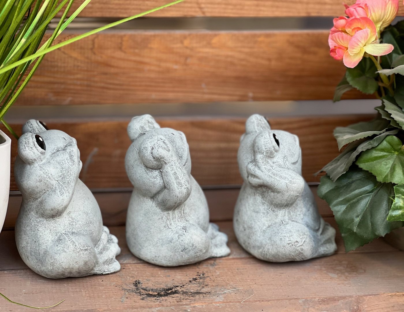 Stone and Style Gartenfigur Frostfeste Steinfiguren 3er-Set Frösche Weisheit Bild 4