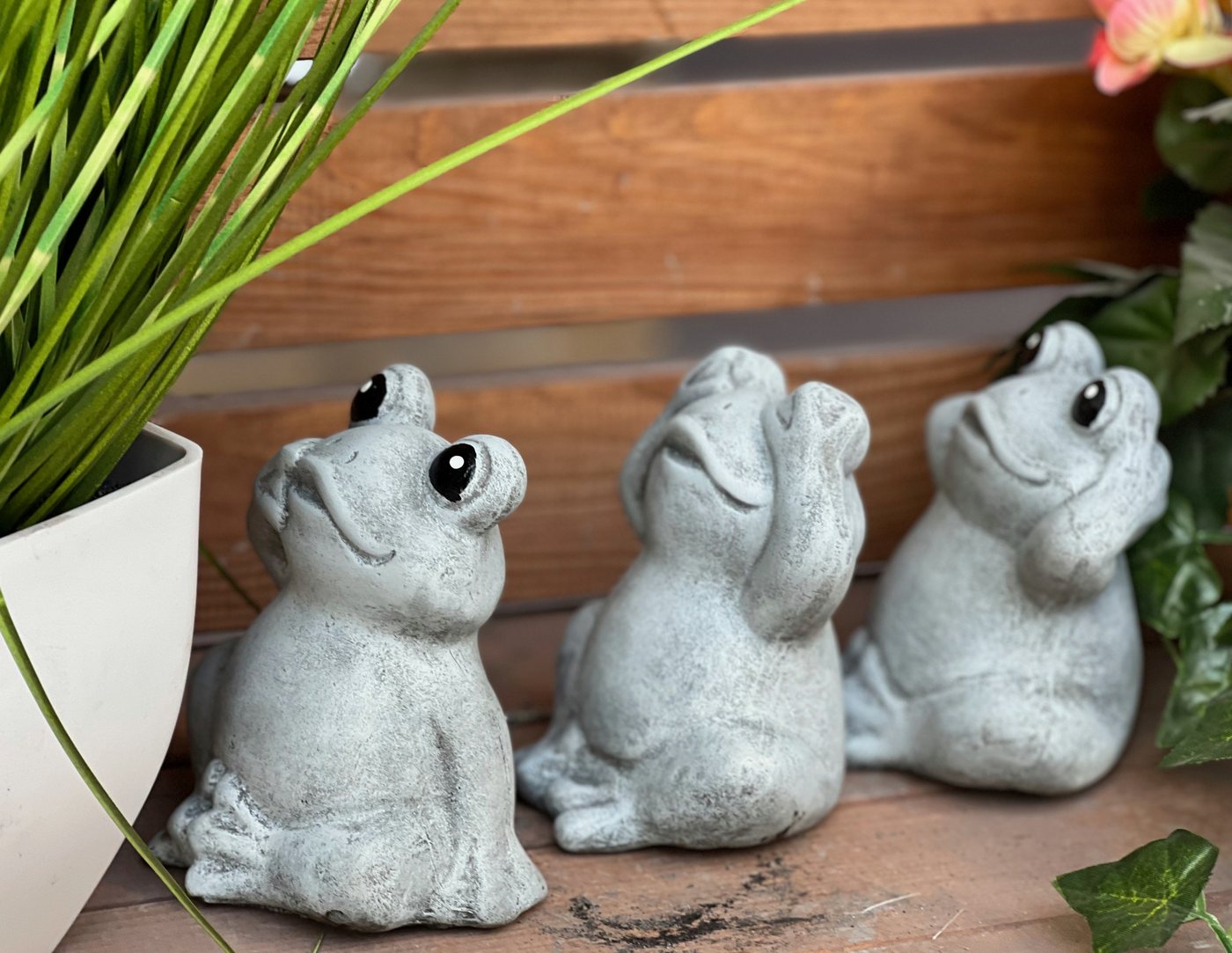 Stone and Style Gartenfigur Frostfeste Steinfiguren 3er-Set Frösche Weisheit Bild 5