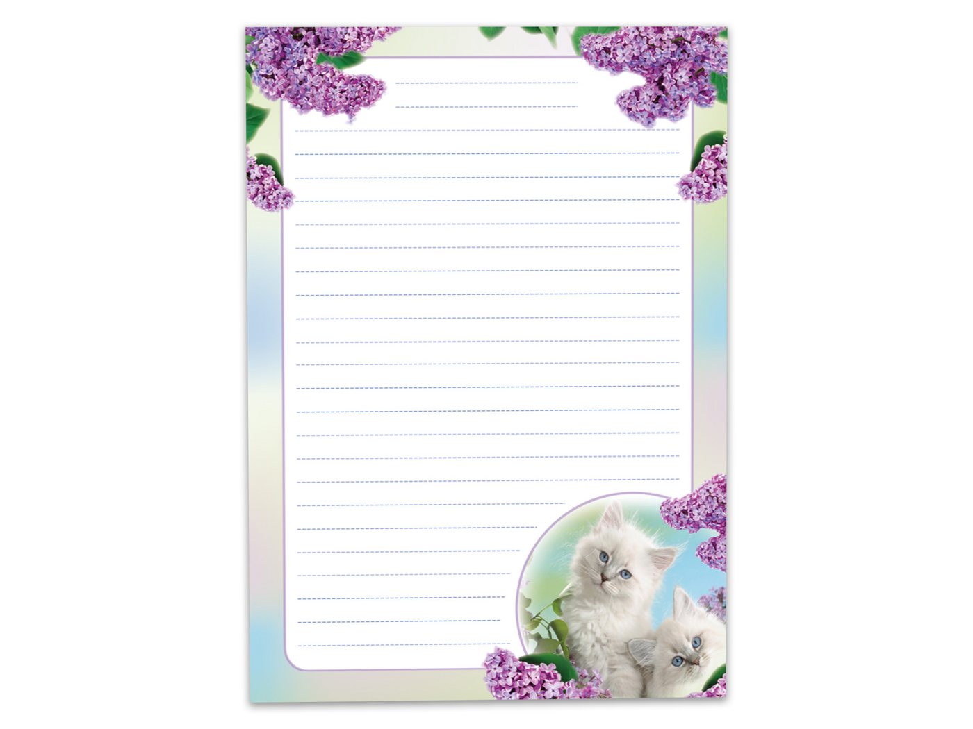 JUNAPACK Briefpapier Set Kinder Briefblock A4 mit Umschlägen Notizblock Papier Katzen lila, Kinder-Briefpapier A4 mit 15 Umschlägen, liniert & leicht beschreibbar Bild 2
