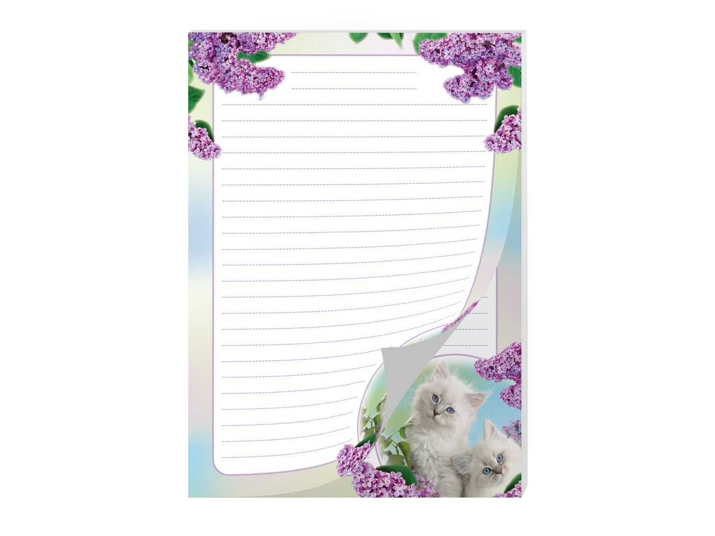 JUNAPACK Briefpapier Set Kinder Briefblock A4 mit Umschlägen Notizblock Papier Katzen lila, Kinder-Briefpapier A4 mit 15 Umschlägen, liniert & leicht beschreibbar Bild 3