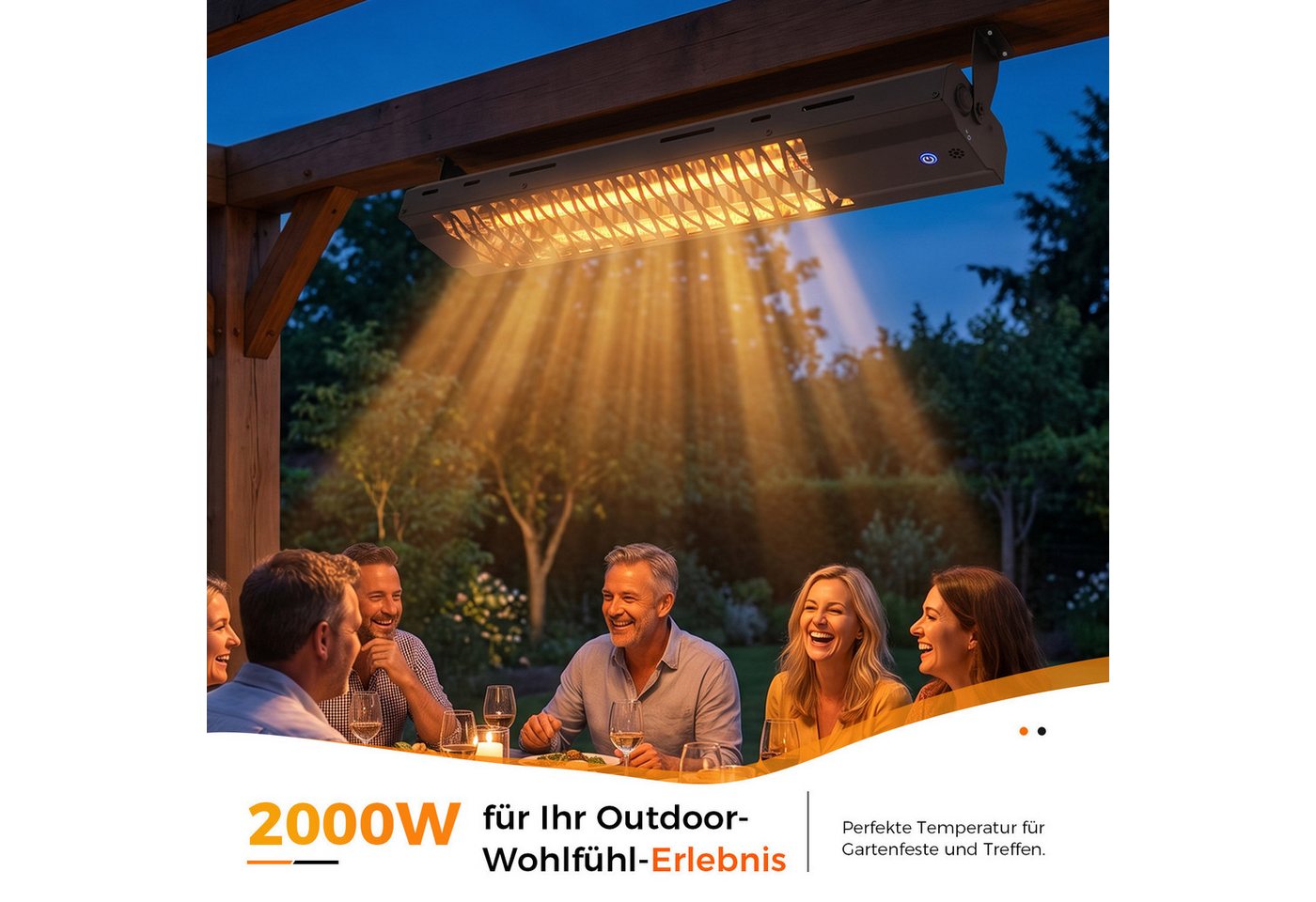Nettlife Heizstrahler Beleuchtung Infrarot Innen outdoor Infrarotstrahler Fernbedienung, 2000 W, 65*13.1*6cm für Terrasse Balkon Garten Wohnzimmer Touch-Steuerung Bild 3