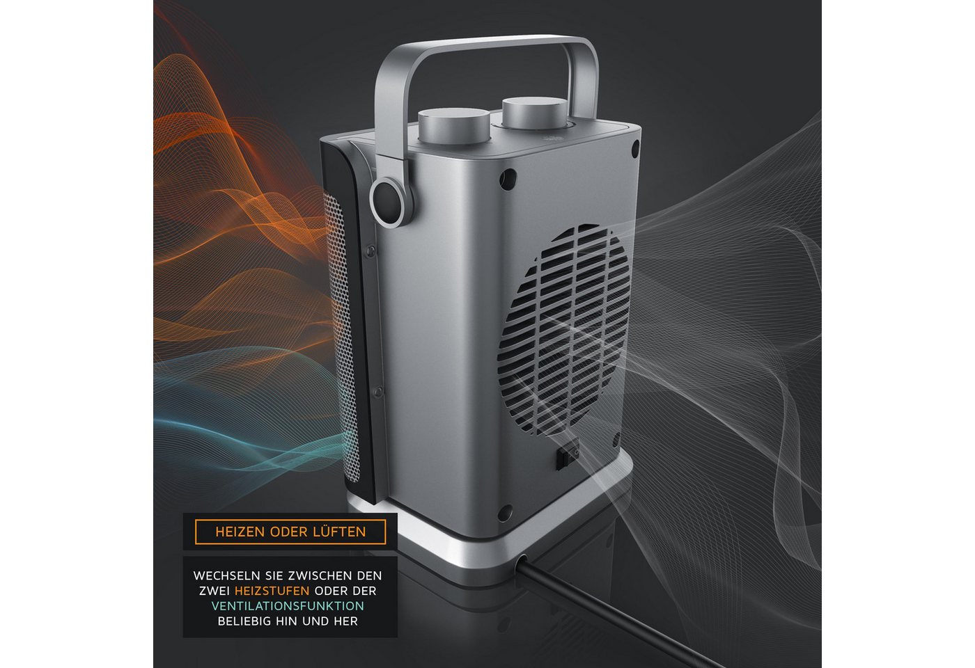 Brandson Keramikheizlüfter Keramikheizgerät 1800 W mit Thermostat und Lüfterfunktion, Badezimmer, 1800 W, Elektroheizung mit 2 Heizstufen, Überhitzungsschutz Oszillation, leise Bild 5