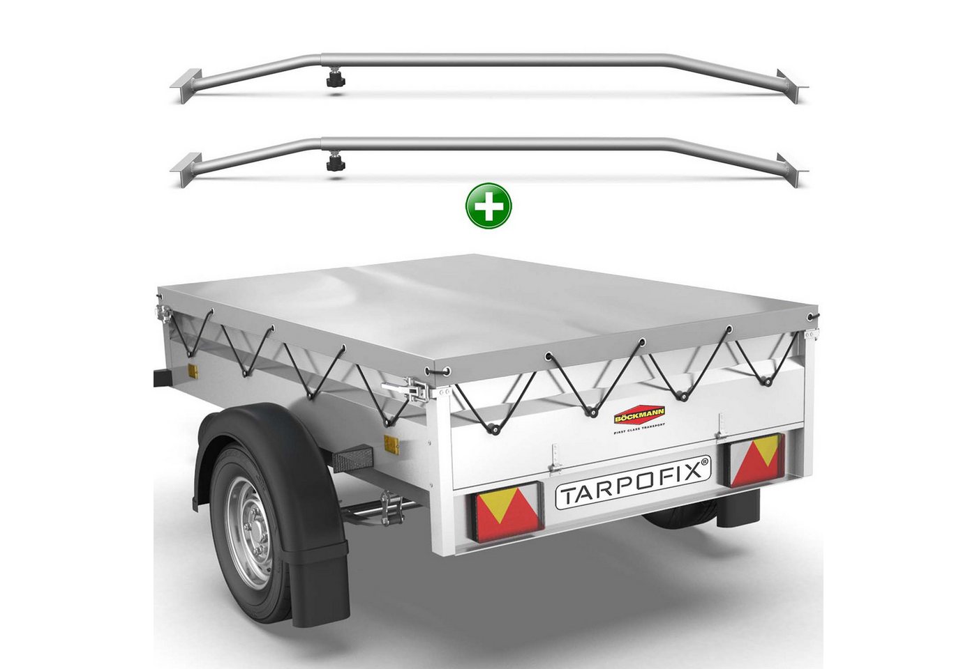Tarpofix® Schutzplane Tarpofix Anhängerplane 209x115 cm & 209x134 cm PVC Abdeckplane, Flachplane 209x115 cm + 2 Planenbügel, Grau Bild 4