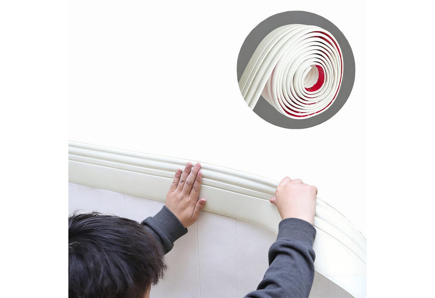Agger Sockelleiste Weichsockelleiste, 9.8cm x 2m Weichsockelleiste Selbstklebend, L: 200 cm, H: 9.8 cm, für Küche und Badezimmerm, Flexible Knickleiste Bild 2