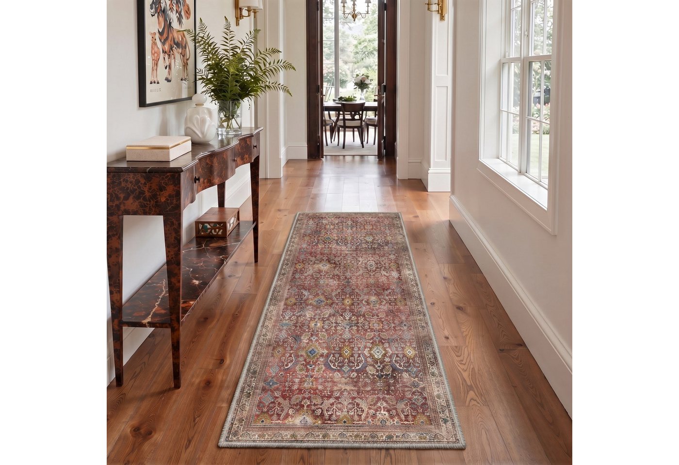 GENIMO Teppich Wohnzimmerteppich, Vintage-Teppich, rutschfester Teppich, rechteckig, maschinenwaschbar, waschbar, im Boho-Stil, 80X150cm Bild 5