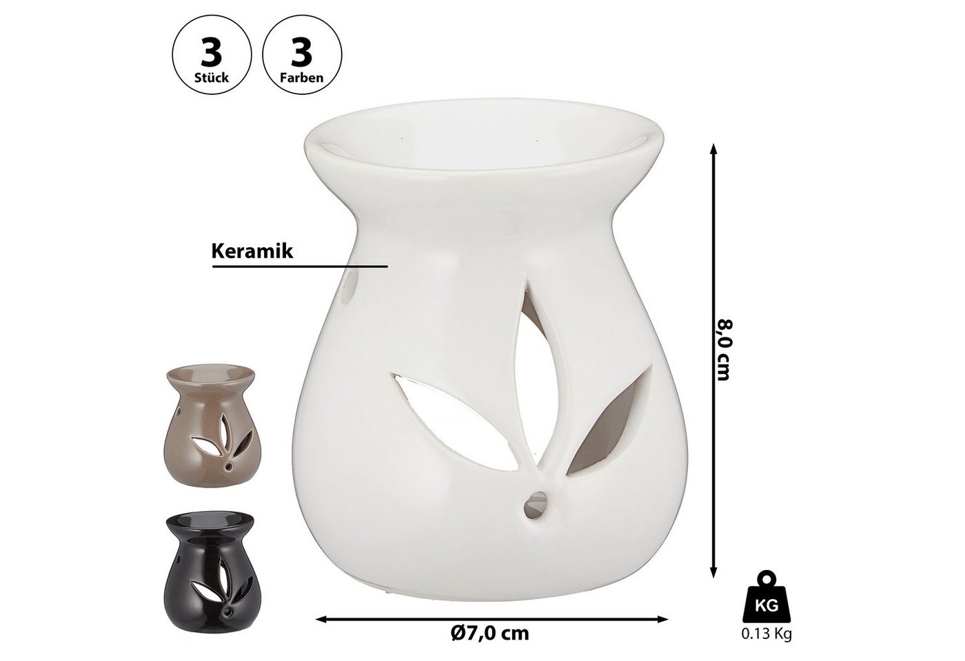 CEPEWA Duftlampe Duftlampe 3er Set Keramik braun schwarz weiß Aromalampe Raumduft Bild 4