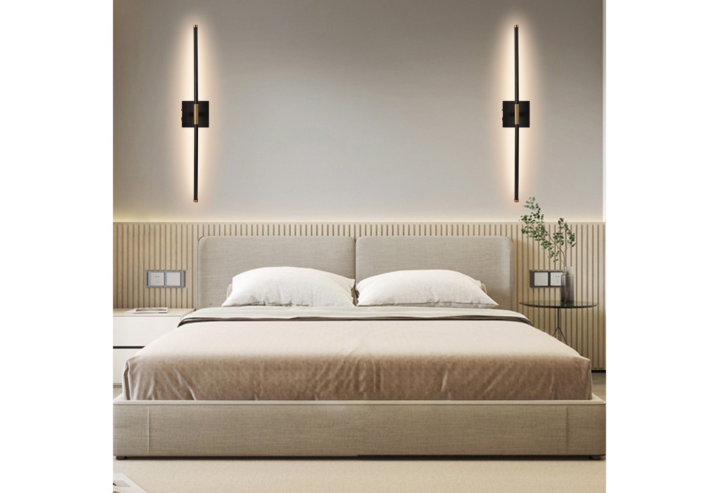 LMaxhome LED Wandleuchte Akku Wandlampe mit Fernbedienung Innen 10000mAh 72CM Kabellose Dimmbar, 2 Stück, LED fest integriert, 3000 K/4000 K/6000 K, 360° Drehbare Wiederaufladbar, 8W, Timing-Funktionen, Treppenhauslampe Bild 2
