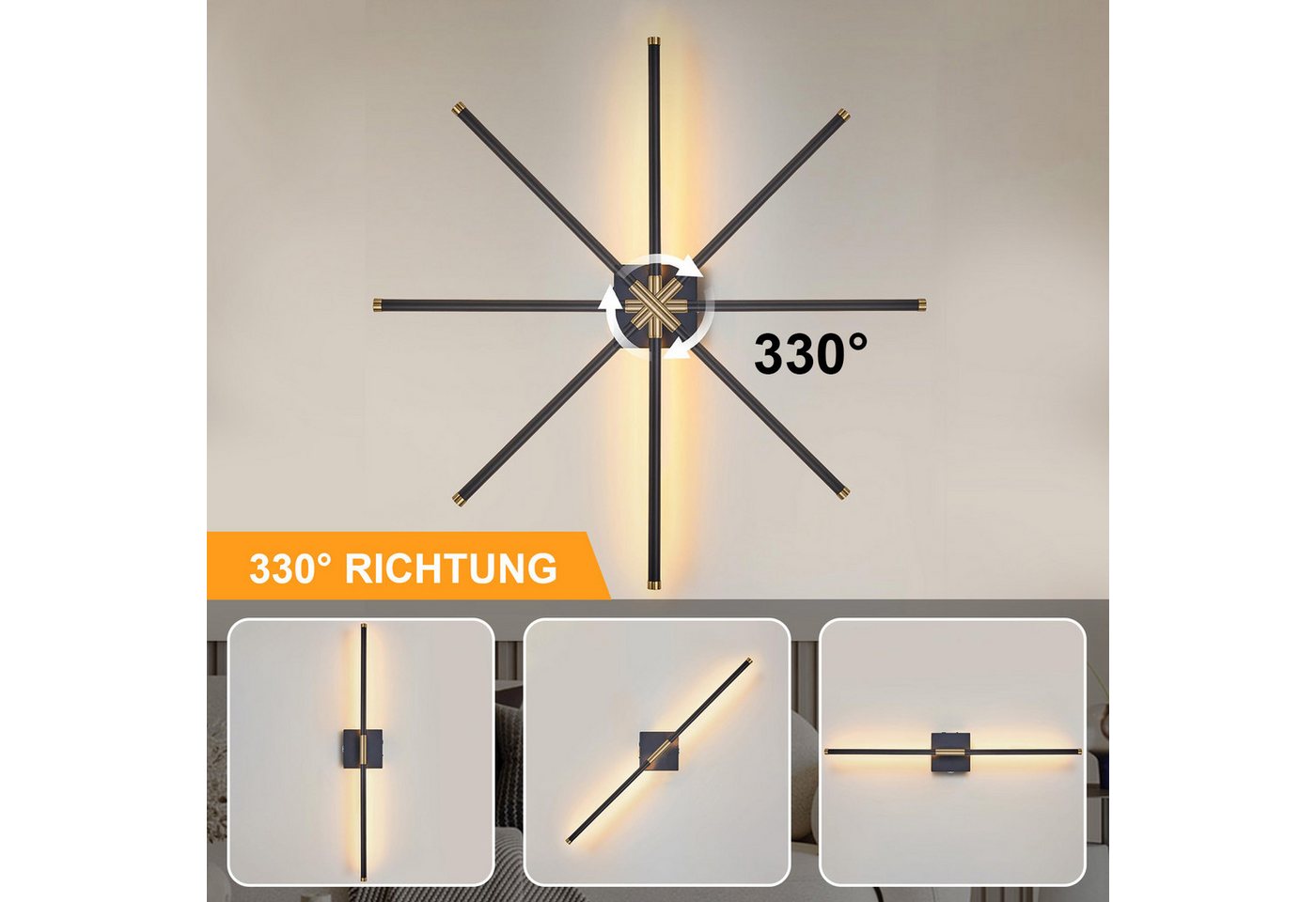 LMaxhome LED Wandleuchte Akku Wandlampe mit Fernbedienung Innen 10000mAh 72CM Kabellose Dimmbar, 2 Stück, LED fest integriert, 3000 K/4000 K/6000 K, 360° Drehbare Wiederaufladbar, 8W, Timing-Funktionen, Treppenhauslampe Bild 5