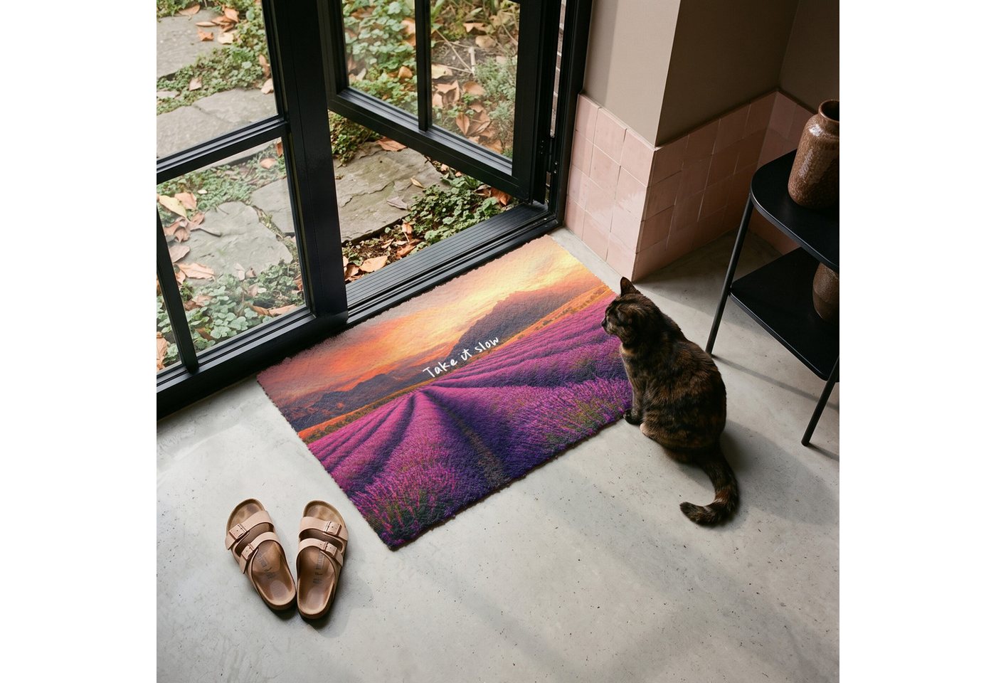MuchoWow Fußmatte Lavendelfeld - Zitat - Sonnenuntergang, Rechteckig, innen Schmutzfangmatte, Tür, Schmutzfänger Flur, Teppich 60x40 cm Bild 3