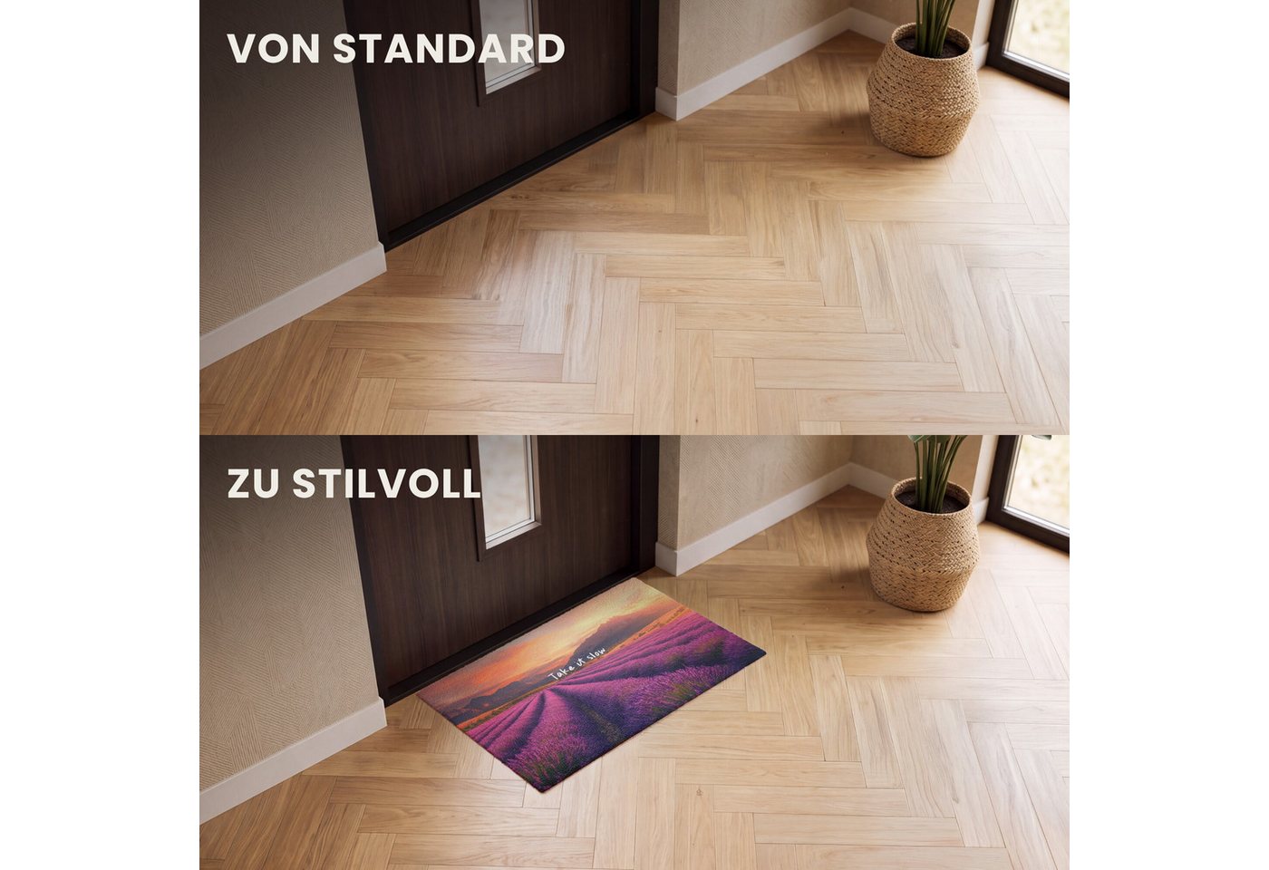 MuchoWow Fußmatte Lavendelfeld - Zitat - Sonnenuntergang, Rechteckig, innen Schmutzfangmatte, Tür, Schmutzfänger Flur, Teppich 60x40 cm Bild 5