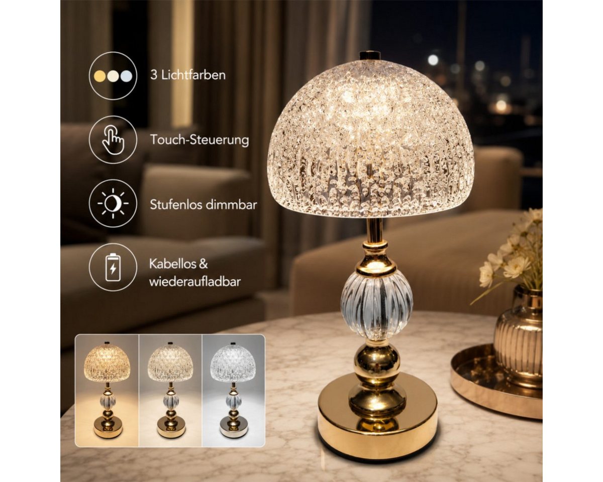 Fyrove LED Nachttischlampe LED Tischlampe,Dimmbare Nachttischlampe mit Touch-Steuerung, Moderne Dekoleuchte für Schlafzimmer und Wohnzimmer, 3 Lichtfarben, Valentinstagsgeschenk,Weihnachtsgeschenk Bild 2