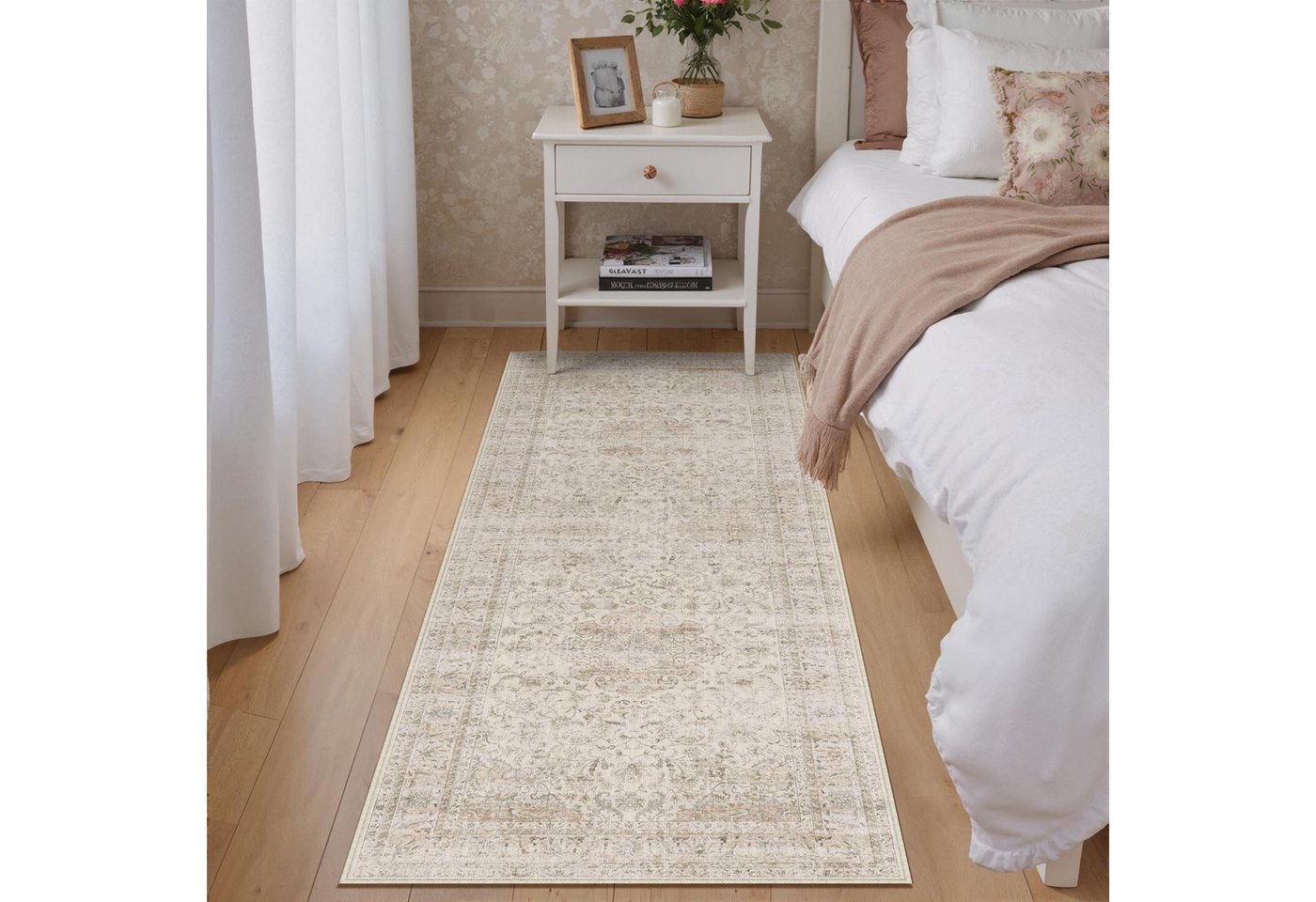 LuxusKollektion Läufer Läufer 60x240cm Beige Vintage Waschbar, rechteckig, Höhe: 5 mm Bild 5