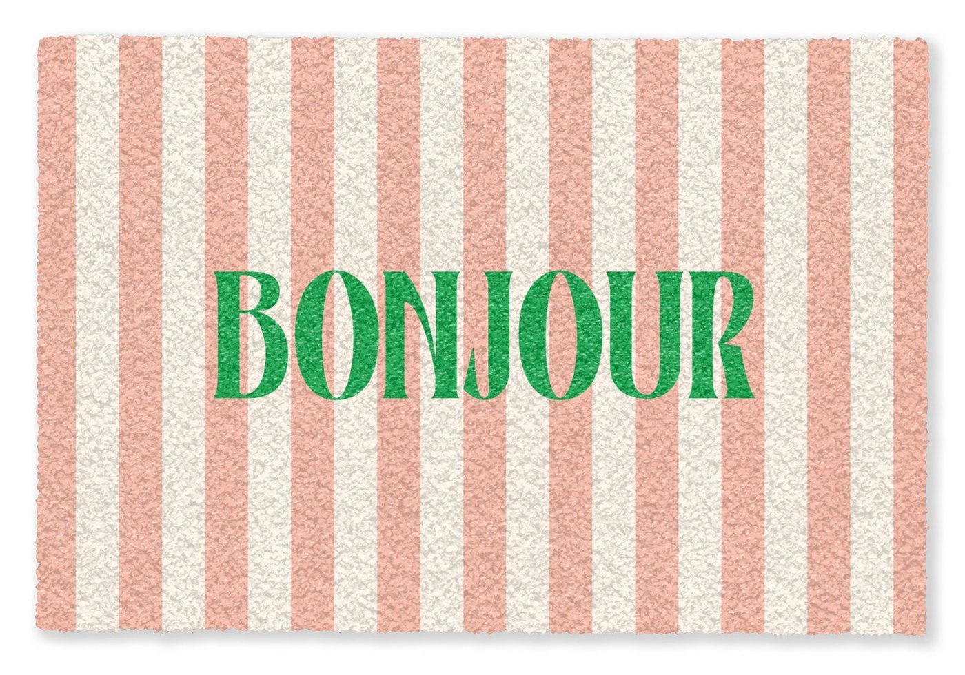 MuchoWow Fußmatte Zartrosa – Grün – Streifen – Bonjour, Rechteckig, innen Schmutzfangmatte, Tür, Schmutzfänger Flur, Teppich 60x40 cm Bild 5