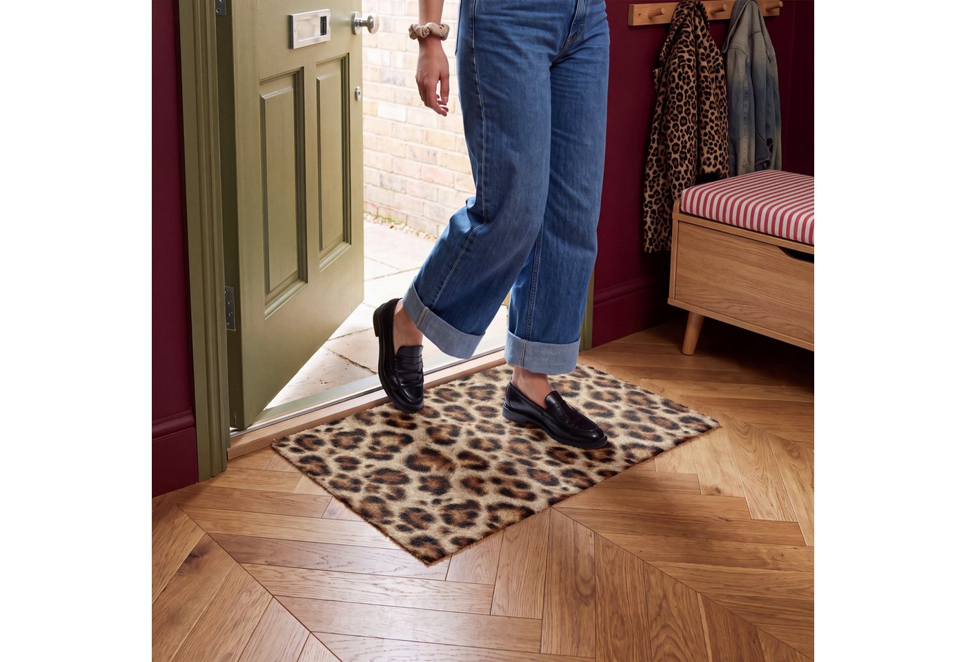MuchoWow Fußmatte Leopard – Braun – Fell, Rechteckig, innen Schmutzfangmatte, Tür, Schmutzfänger Flur, Teppich 60x40 cm Bild 2