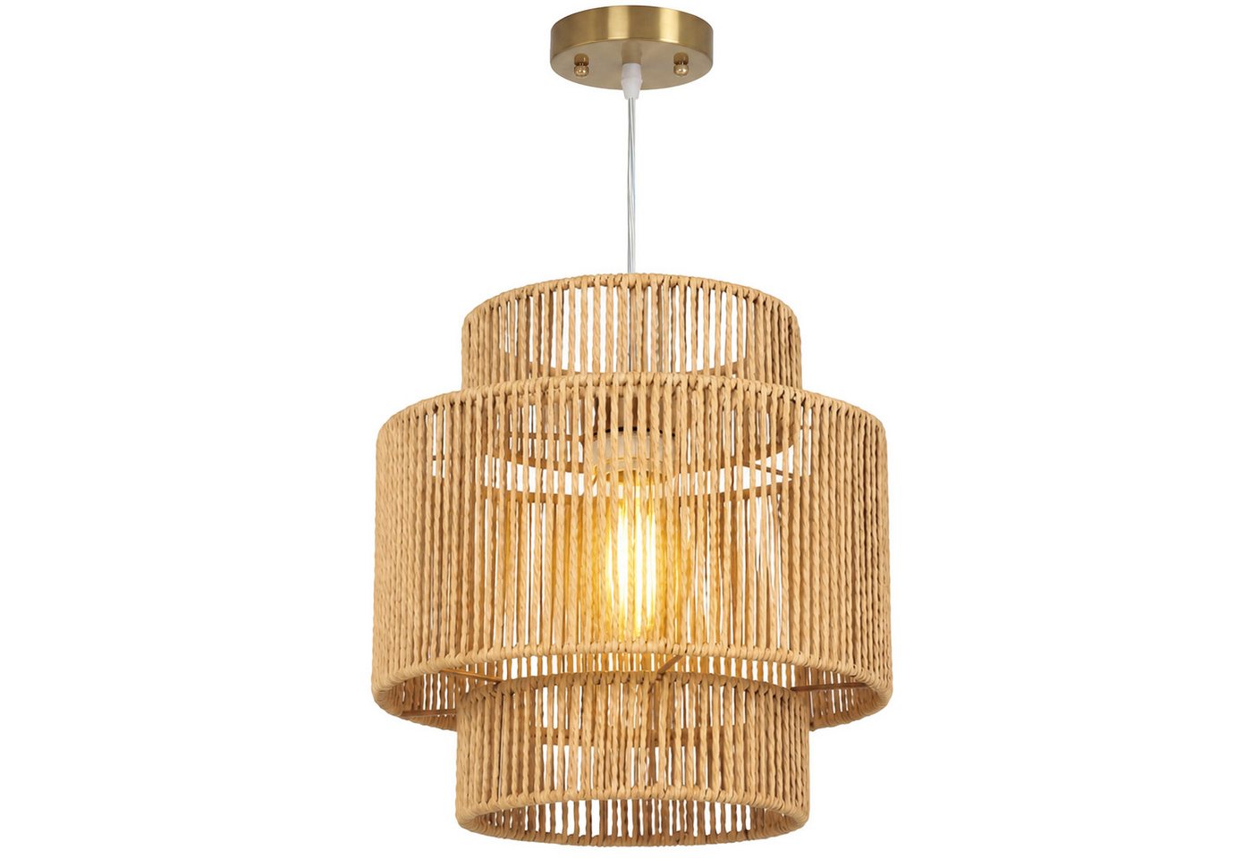 HOMCOM Pendelleuchte Hängelampe mit E27 Fassung, Boho-Stil, Hängeleuchte Deckenlampe, Beleuchtungsfunktionen, Halogenlampe, LED-Lampe usw., für Wohnzimmer, Schlafzimmer, Flur, Braun Bild 2