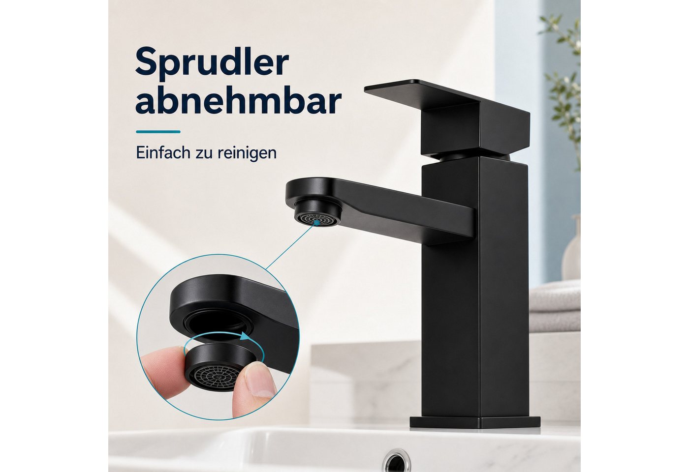 Ledklang Waschtischarmatur Schwarz, Hochdruck Mischbatterie Spülbecken,18.7CM Hochdruck-Armatur aus Edelstahl für Waschbecken & Bad Bild 5