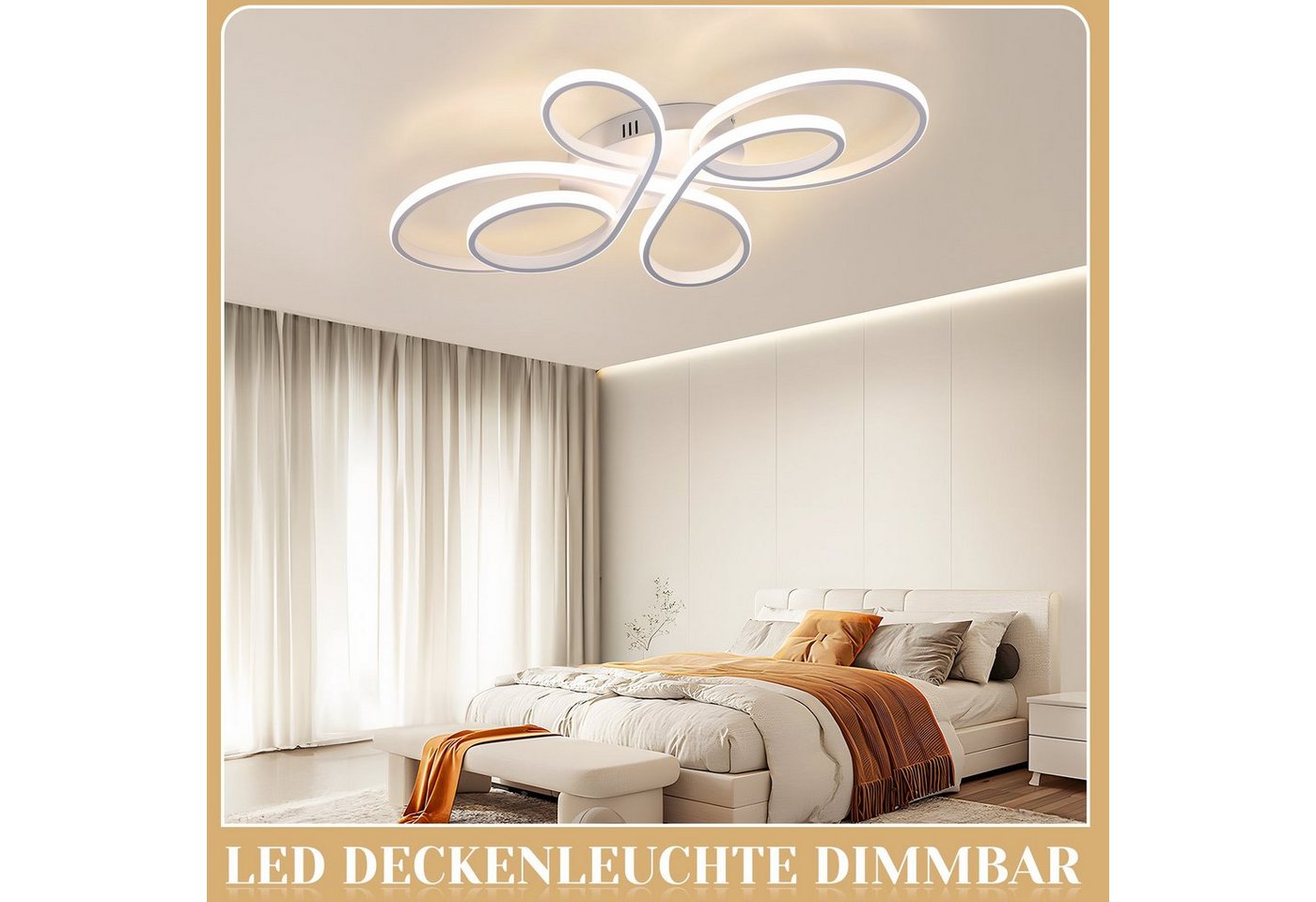 Nettlife LED Deckenleuchte Wohnzimmer Modern Schwarz Fernbedienung Dimmbar 40/66/80/100CM, 3000K-6500K/Dimmbar mit Fernbedienung, LED fest integriert, Kaltweiß, Warmweiß, Neutralweiß, Schlafzimmer, Wohnzimmer, Büro, Arbeitszimmer, Küche Bild 5
