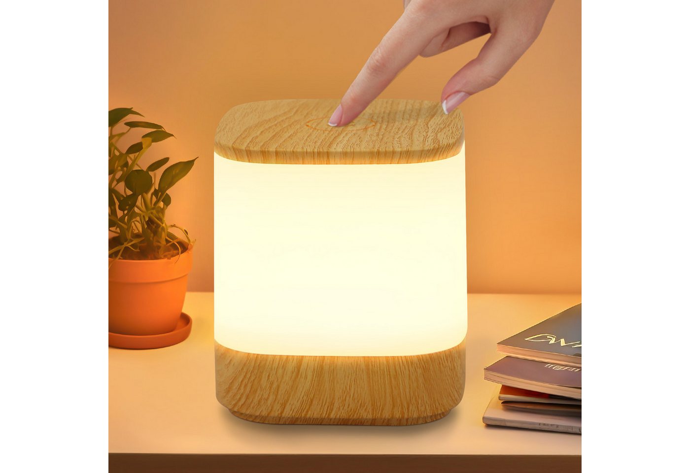 Nettlife LED Nachttischlampe 2ER Touch Dimmbar Akku 3600mAH USB Aufladbar Kabellos, Dimmbar, LED fest integriert, mit 3 Farbtemperaturen&Timing Funktion Nachtlicht