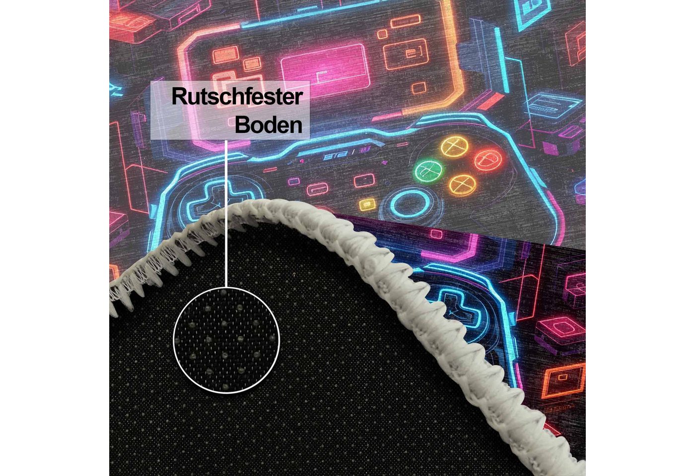 Bamyum Teppich Console Chenille Druck Teppich, Gaming Videospiel Waschbarer Teppich, Höhe: 150 mm, Einzelstück