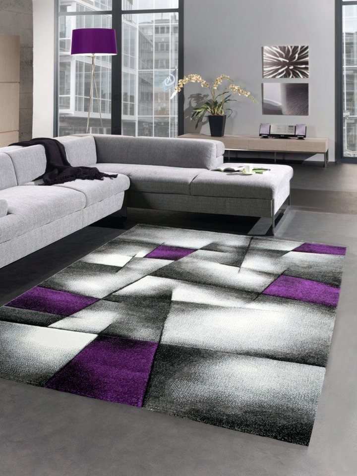 Carpetia Teppich Moderner Teppich Kurzflor Wohnzimmerteppich Konturenschnitt, rechteckig, Höhe: 13 mm