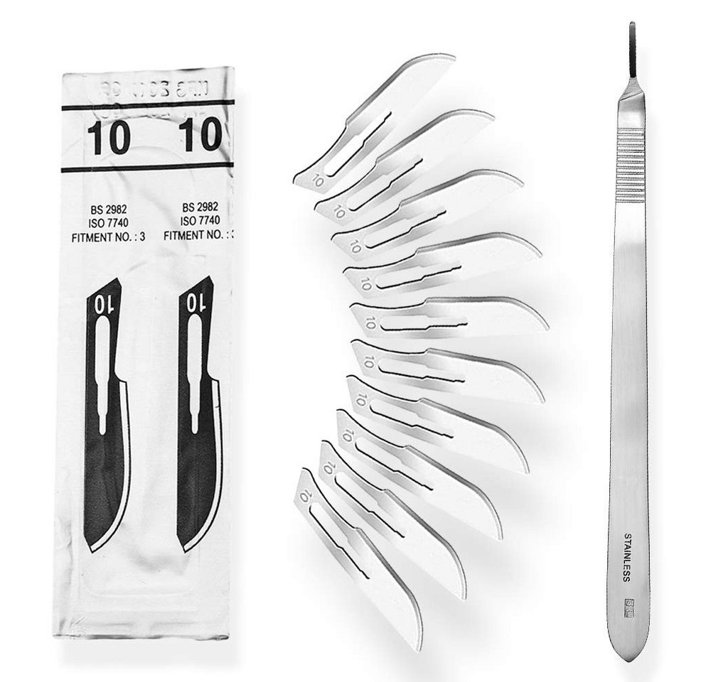 May Cuttermesser Set 10 Stück Skalpellklingen Figur 10 aus Karbonstahl Bild 5