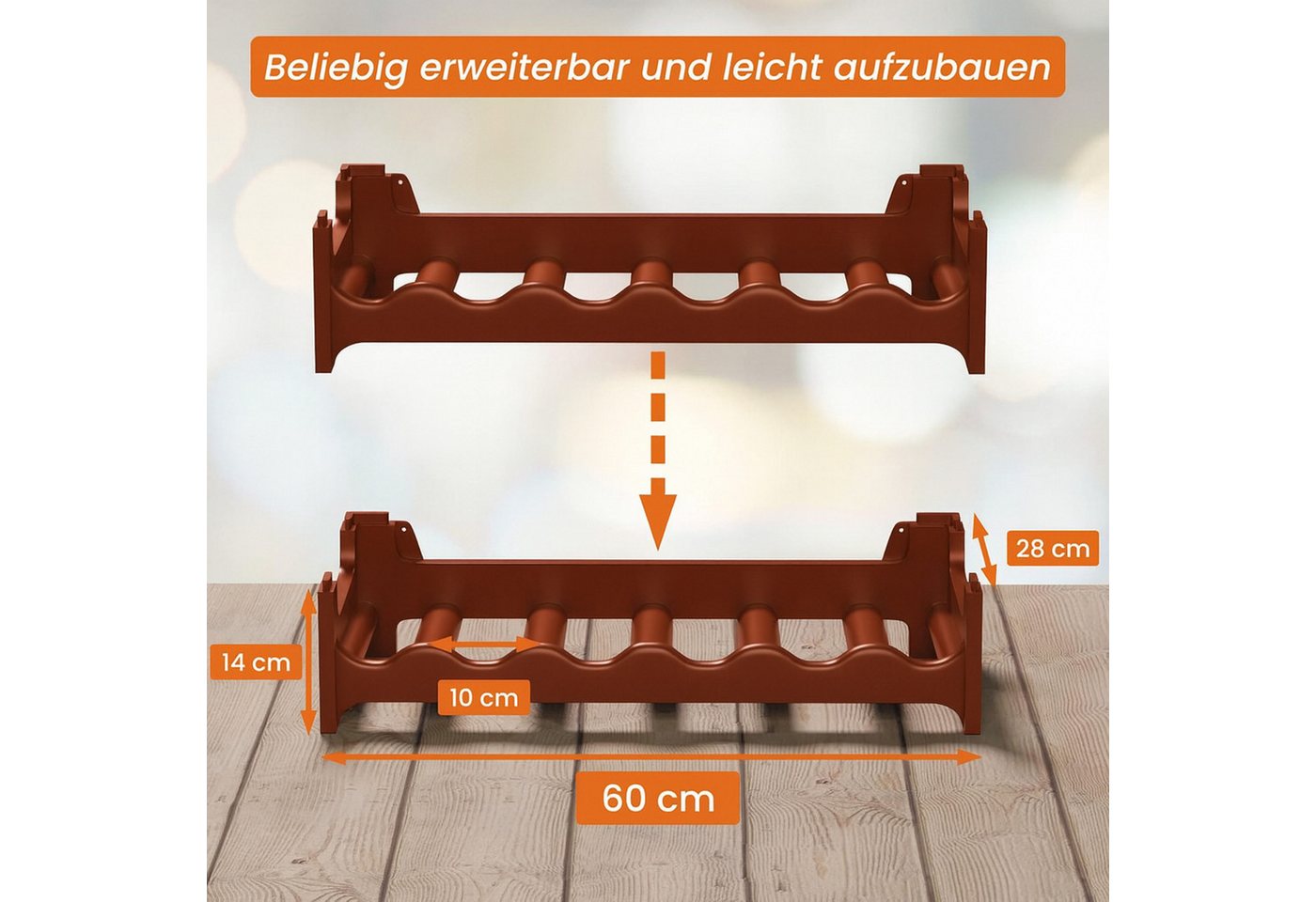 BURI Flaschenregal Weinregal stapelbar für 6 Flaschen Braun erweiterbar Getränkeregal