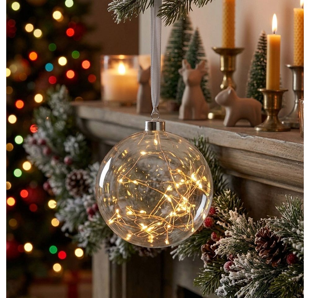 EGLO LED Dekolicht, LED-Leuchtmittel fest verbaut, Warmweiß, LED Fensterdekoration Weihnachtsbeleuchtung Kugel Glas klar D 15 cm Bild 2