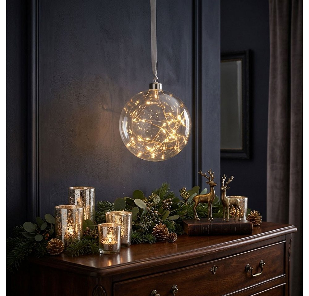 EGLO LED Dekolicht, LED-Leuchtmittel fest verbaut, Warmwei ß, LED Fensterdekoration Weihnachtsbeleuchtung Kugel Glas klar D 15 cm Bild 3