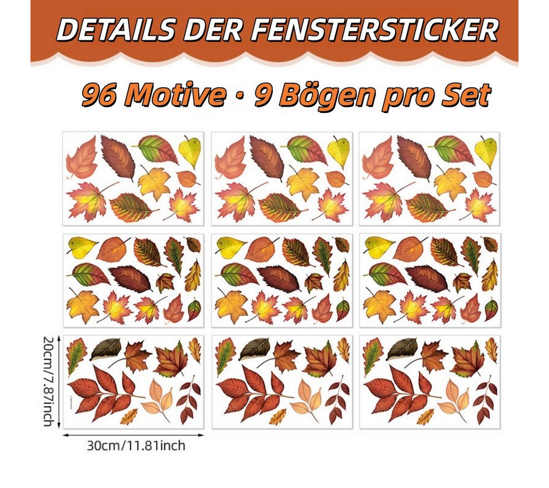 Bomiclss Fensterfolie Fensterbilder Herbst, Herbstdeko,Erntedankfest Fensterbilder, Selbstklebend Herbst Deko Aufklebe, für Fenster Kinderzimmer Cafés Halloween Party Bild 4