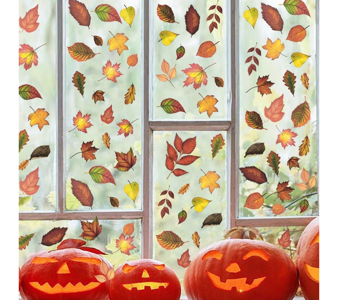 Bomiclss Fensterfolie Fensterbilder Herbst, Herbstdeko,Erntedankfest Fensterbilder, Selbstklebend Herbst Deko Aufklebe, für Fenster Kinderzimmer Cafés Halloween Party Bild 5