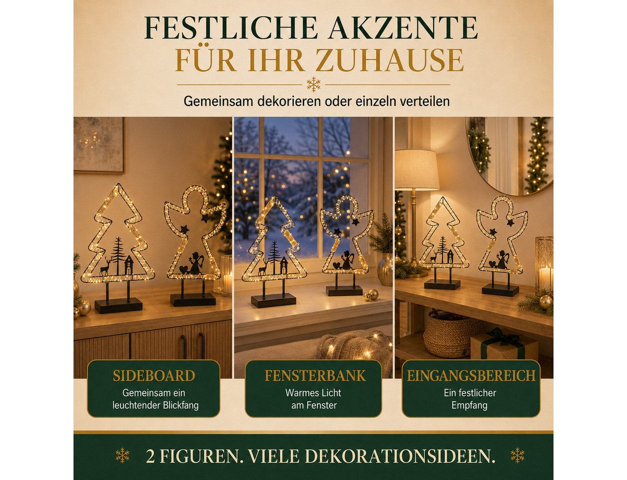 formano LED Dekolicht LED Weihnachtsdeko 2er Set Engel & Tanne, 50 cm, 102 LEDs je Figur, LED fest integriert Bild 5